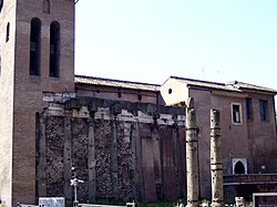 Temple of Janus as seen in the present church of San Nicola in Carcere, in the Forum Holitorium of Rome, Italy, dedicated by Gaius Duilius after his naval victory at the Battle of Mylae in 260 BC[56]
