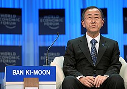 Ban Ki-moon in Davos, Switzerland – the usual presentation of Korean names in English, as shown here, is to put the surname first (Ban is the surname)