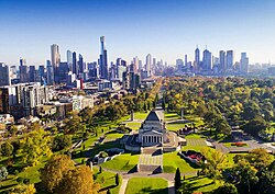The CBD as viewed from above Kings Domain.
