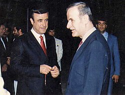 Rifaat Al Assad (Left) next to his brother Hafez Al Assad (Right). Rifaat Al Assad commanded the military divisions that entered Hama to crush the insurgency.