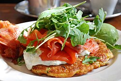 Smoked Tasmanian salmon. Tasmania is a large exporter of seafood, particularly salmon.