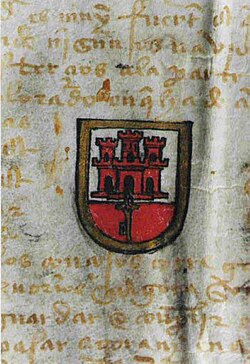 Original coat-of-arms designed by Isabella I, Queen of Castile, and granted to Gibraltar in 1502.