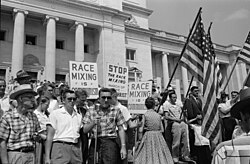 A rally against school integration in Little Rock, 1959