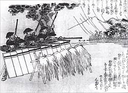 Japanese infantry employing fusillade tactics using tanegashima matchlocks