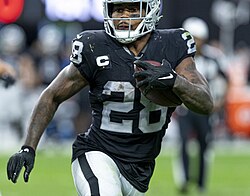 Runningback Josh Jacobs of the Las Vegas Raiders NFL team