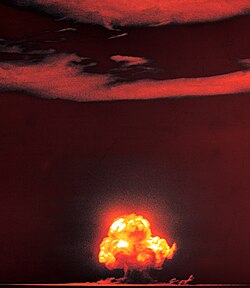 The Trinity test of the Manhattan Project was the first detonation of a nuclear weapon, which led J. Robert Oppenheimer to recall verses from the Hindu scripture Bhagavad Gita: "If the radiance of a thousand suns were to burst at once into the sky, that would be like the splendor of the mighty one" ... "I am become Death, the destroyer of worlds".[17]