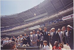 President John F. Kennedy throwing out the first pitch at the 1962 All-Star Game at DC Stadium