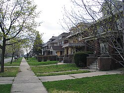 Typical Detroit Arts and Crafts-style brick houses in the Atkinson Avenue Historic District