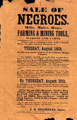 A poster for a slave auction in Georgia, U.S., 1860