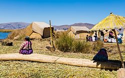 An Uros floating island in Peru