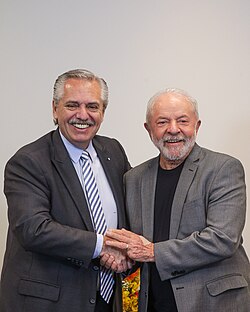 Fernández with then-President-elect of Brazil Luiz Inácio Lula da Silva in November 2022