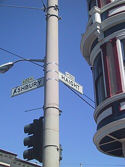 Junction of Haight and Ashbury Streets, San Francisco, celebrated as the central location of the Summer of Love