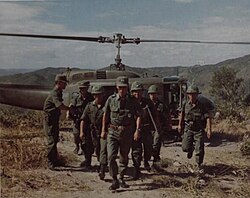 MG Sun-Min Chung, arrives at the camp of the 26th Infantry Regiment by UH-1D, 24 August 1968
