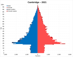 Population pyramid of Cambridge in 2021
