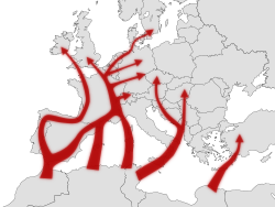 Vanessa cardui spring migration between North Africa and Europe.