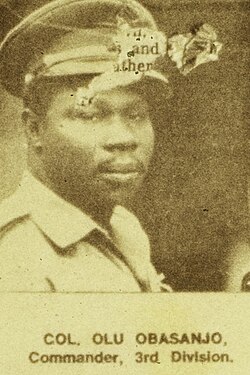 "Colonel Olu Obasanjo, Commander, 3rd division". New Nigerian Newspaper, page 7, 12 January 1970. End of the Nigerian civil war with Biafra.