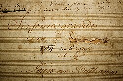 The title page of the manuscript of the Eroica Symphony with Napoleon's name scored through by Beethoven