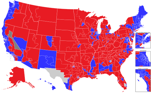 House composition by district Held by Democrats Held by Republicans Held by Independents Vacant