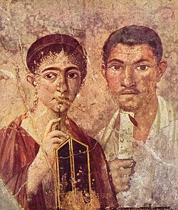 Pride in literacy was displayed through emblems of reading and writing, as in this portrait of Terentius Neo and his wife (c. 20 AD).
