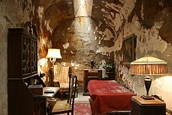 Capone's cell at the now decommissioned Eastern State Penitentiary in Philadelphia, where he spent about nine months starting in May 1929