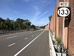 Route 133 westbound past US 130. Route 133 was completed in 1999 as a project made separate from Route 92