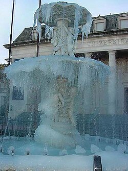 Lola Mora's fountain at the entrance of the Universidad Nacional del Sur