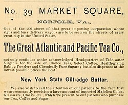 1888 advertisement for the Market Square A&P