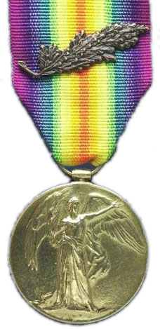 A Victory Medal 1914–18 with a Mention in Dispatches device