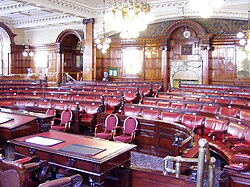 City Councillors meet regularly at the Council Chamber in Liverpool Town Hall to conduct civic business.[131]