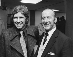 Alan Ball (left) and Bertie Mee (who led Arsenal to their first double in 1971), pictured in 1972
