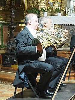 The horn section in I Solisti Veneti, a chamber orchestra
