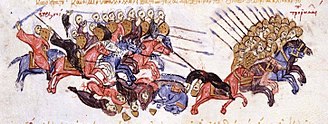 Arab cavalry pursue fleeing Byzantines