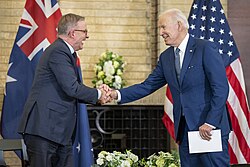 Australian Prime Minister Anthony Albanese with American President Joe Biden in 2022