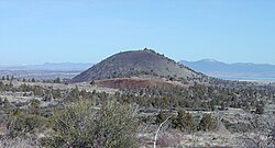 Schonchin Butte, a cinder cone named for Old Schonchin, a chief of the Modoc people during the late nineteenth century.