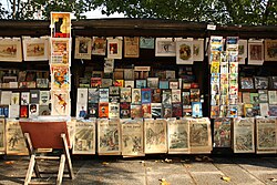 A Bouquiniste in Paris selling secondhand and antiquarian books