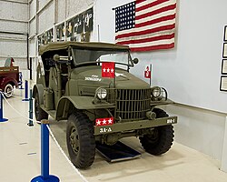 A replica of Patton's World War II command vehicle on display at the Lone Star Flight Museum in Houston, Texas