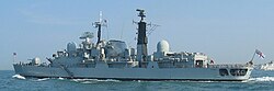 The destroyer HMS Nottingham which Essenhigh commanded during the early 1980s