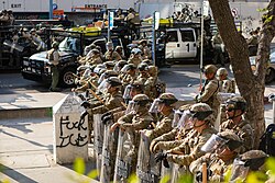 California National Guard soldiers deployed in Los Angeles on June 12, 2025