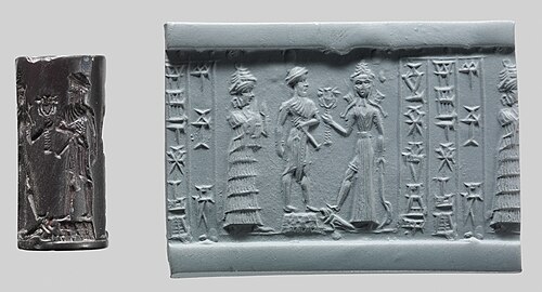 Cylinder seal, c. 18th–17th century BC. Babylonia