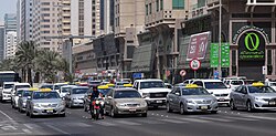 Busy road in downtown Abu Dhabi.