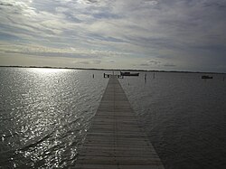 Pier stretching into the Lagoa dos Patos from the Ilha dos Marinheiros