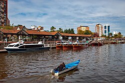 Tigre river bus station with commuter launches
