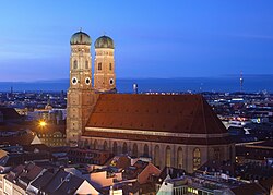 The Frauenkirche in Munich is a largely Gothic, medieval church.