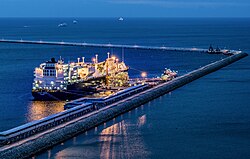 A liquefied natural gas ship at Świnoujście LNG terminal in Poland
