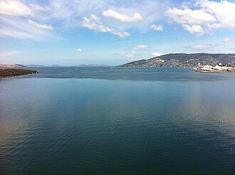 Sea breeze moving across the water (towards the viewer) in Hobart, Tasmania, Australia