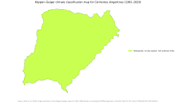 Köppen climate map of Corrientes Province