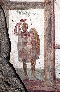 A Roman soldier depicted in a fresco in Pompeii, c. 80–20 BC