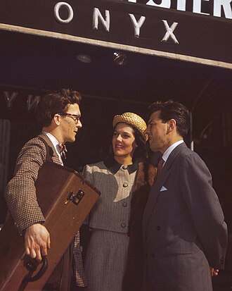 Thielemans, Adele Girard and Joe Marsala in front of the Onyx Club, 1948