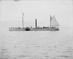 The 1909 replica of the North River Steamboat, the first steamboat to achieve commercial success transporting passengers along the Hudson River.