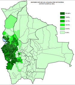 Distribution of Aymaras through Bolivia's provinces